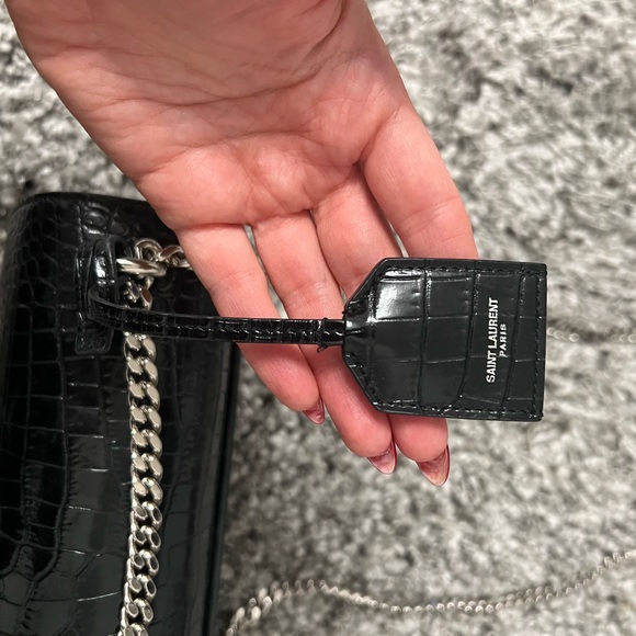 Saint Laurent Sunset Medium Crocodile-Embossed Crossbody Bag - Picture 3 of 16